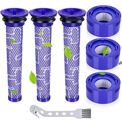 Abbildung von Smyidel V7 V8 Filter für Dyson,Ersetzt und Vorfilter Dyson Animal Absolute Motorhead Staubsauger,3 HEPA Nachmotorfilter Kit &amp; 3 Ersatzfilterkit #965661 01&amp;967478 01