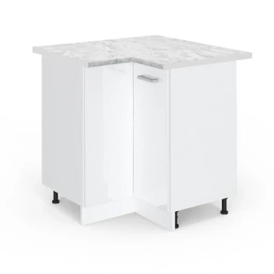 Abbildung von Vicco Eckunterschrank R Line, Weiß Hochglanz/Weiß, 75.6 cm, AP Marmor
