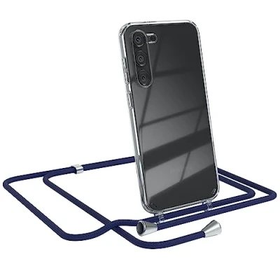 Abbildung von EAZY CASE Handykette kompatibel mit Samsung Galaxy S23 Plus Kette zum Umhängen für Hülle Band aus Silikon stoßfeste transparente Handyhülle als Fallschutz in Navy Blau
