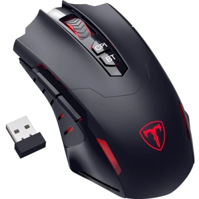 Abbildung von RisoPhy Gaming Maus Kabellose，7 programmierbare Tasten，2.4Ghz/Bluetooth Gamer mit 5 einstellbare DPI（800 8000） RGB Beleuchtung, Ergonomische Wireless