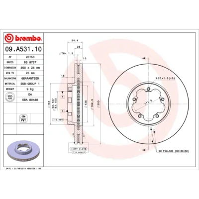Abbildung von Bremsscheibe BREMBO 09.A531.10