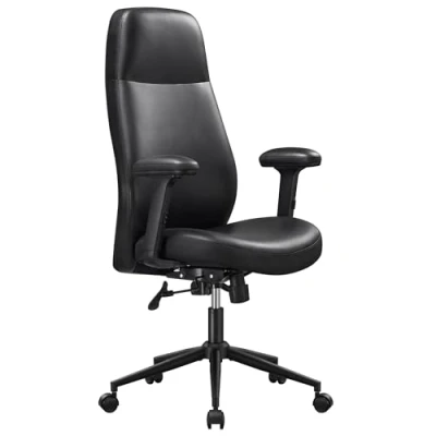 Abbildung von SONGMICS HOME Bürostuhl, Drehstuhl, Chefsessel, mit verstellbaren Armlehnen, höhenverstellbar, modern, Rückenlehne, breiter Sitz, Baumwoll Leinen Mischgewebe, tintenschwarz OBG037B01