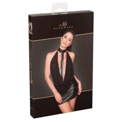 Abbildung von Kleid im Powerwetlook mit variablem Powernet Oberteil, Glitzerstein Verzierung