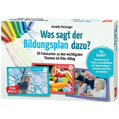 Abbildung von Was sagt Der Bildungsplan dazu?: 55 Fotokarten zu den wichtigsten Themen im Kita Alltag. BayBEP: Basiswissen für Teams, Auszubildende und ... Teamentwicklung &amp; Qualitätsmanagement)