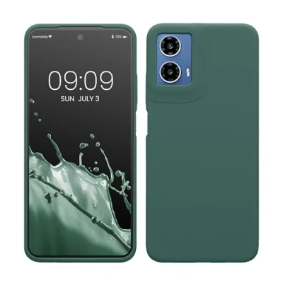 Abbildung von kwmobile Hülle kompatibel mit Motorola Moto G34 5G Silikon Handy Case Handyhülle weiche Oberfläche kabelloses Laden Tannengrün