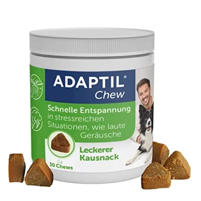 Abbildung von ADAPTIL Chew für Hunde Beruhigendes Produkt entspannte schnelle Entspannung in stressreichen Situationen mit natürlichen Inhaltsstoffen 30 Stück