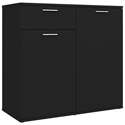 Abbildung von vidaXL Sideboard mit 2 Türen 1 Schublade Kommode Anrichte Mehrzweckschrank Beistellschrank Schrank Standschrank Schwarz 80x36x75cm Holzwerkstoff