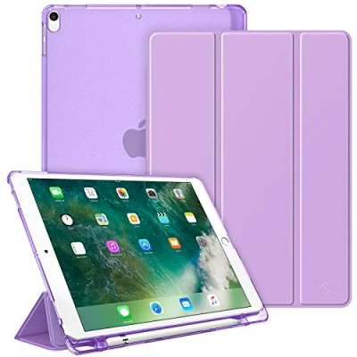 Abbildung von Fintie Hülle mit Pencil Halter für iPad Air 10.5&quot; 2019 (3. Generation) / Pro 2017 Ultradünn Superleicht Schutzhülle transparenter Rückseite Abdeckung, Auto Sleep/Wake, Lavendel