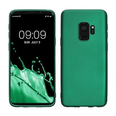 Abbildung von kwmobile Case kompatibel mit Samsung Galaxy S9 Hülle Schutzhülle aus Silikon metallisch schimmernd Handyhülle Metallic Dunkelgrün