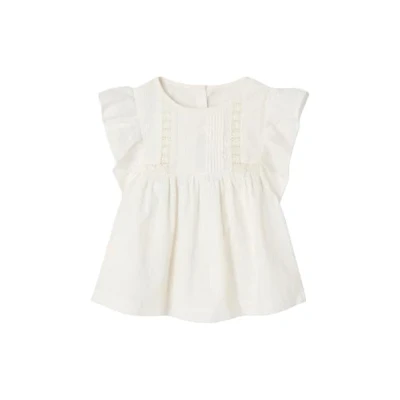 Abbildung von Vertbaudet Festliche Mädchen Bluse mit Lochstickereien weiß 128