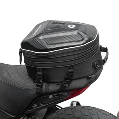 Abbildung von ROCKBROS Hecktasche Motorrad Wasserdicht Sitztasche mit Regenschutz，Reflektierend 20 35L Gepäcktasche Helm Tasche Erweiterbarem