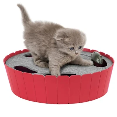 Abbildung von Pawaboo Katzenspielzeug Elektrische Maus, Interaktiv Kätzchen Spielzeug Katzenbett Kratzmatte Katzenminze, Süß und Sicher Spielball für Pet Kitten Play Fun Exercise, Rot