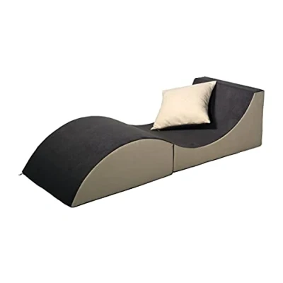 Abbildung von Velinda Klappsofa bequem, entspannend, 3 in 1, Hocker, Tisch Grey and Beige