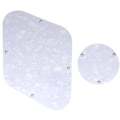 Abbildung von Musiclily LP Gitarren Control Plate BackPlate und Switchplate Schalter Abdeckplatte Set for USA Les Paul E Gitarre, 4 lagig White Pearl