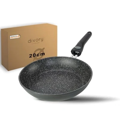 Abbildung von DIVORY kleine Pfanne 20cm I Abnehmbarer Griff, Induktion, beschichtet, Aluminium Mini Bratpfanne Induktionspfanne (Griff: Abnehmbar)