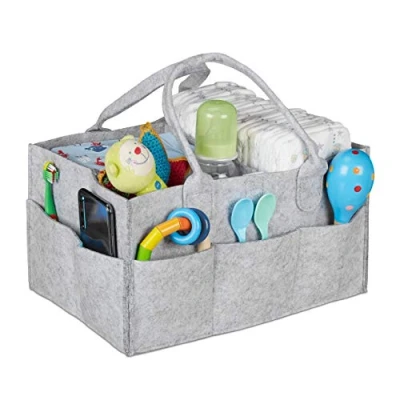 Abbildung von relaxdays Allzweckkorb Baby Windel Caddy Filz, hellgrau