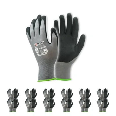 Abbildung von Arbeitshandschuhe für Mechaniker, Elektriker, Montagehandschuhe, Werkstatt, gartenhandschuhe, kfz Handschuhe, mit Rutschfeste &amp; Touchscreen Funktion, 12 Paar Nitril Schutzhandschuhe Herren (Gr. 10/XL)