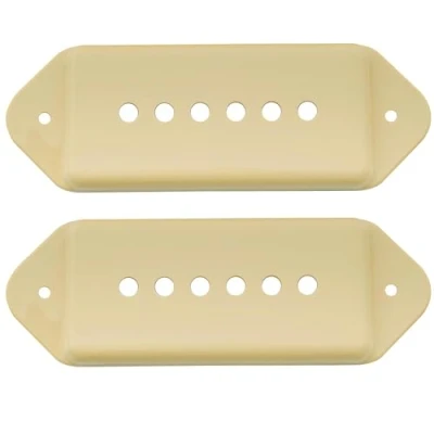 Abbildung von Musiclily Pro 49,2 mm P90 Dog Ear Short/Low Halsposition Tonabnehmer Abdeckung für USA Les Paul/Vintage Style Epiphone, Creme (2er Set)