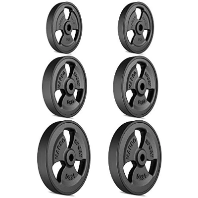 Abbildung von Tri Grip gummierte Guss Hantelscheiben Set Gewichte mit 31 mm Bohrung 60 kg