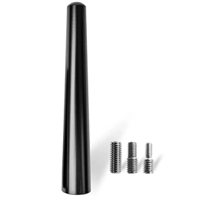 Abbildung von Auto Antenne, 9 cm Länge, für störfreien AM, FM 87,5 108 MHz, DAB, DAB+ Empfang, in Schwarz, Anschrauben mit Universaladapter M4 M5 M6, Kurzstabantenne, Kfz Dachantenne Antennenfuß Innengewinde