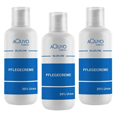 Abbildung von Blueline 20% Urea Creme, Schrundencreme für sehr trockene und verhornte Haut, Pflegecreme bei Schuppenflechte Neurodermitis, Hornhaut erweicher Hornhautentferner (3x 500ml)