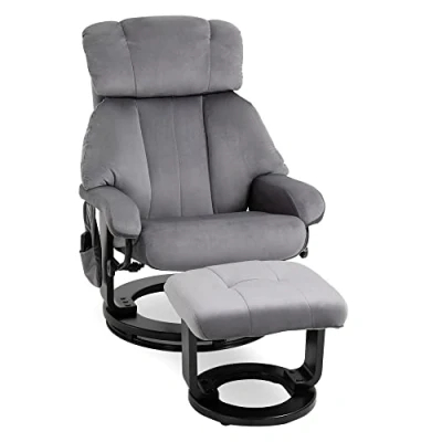 Abbildung von Massagesessel Fernsehsessel Sessel mit Hocker Massagefunktion samtartiges Polyester Grau 76 x 80 1