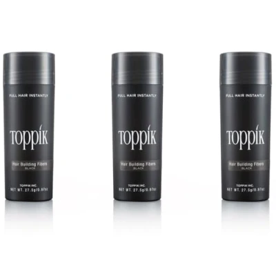 Abbildung von 3 x TOPPIK 27,5 g. Haarverdichter Streuhaar Schütthaar Hair Fibers Microhairs, Farbton:Schwarz (Black)