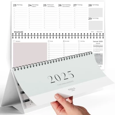 Abbildung von Tischkalender 2025 Quer Kalender Wochenkalender zum Aufstellen Organisation &amp; Produktivität TC004_25_pastel