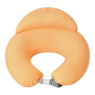 Abbildung von sei Design Stillkissen klein Baby Stillhörnchen mit abnehmbaren Stillkissenbezug aus 100% Baumwolle Stillmond Mond Lagerungskissen, Erstausstattung (Orange Püncktchen)