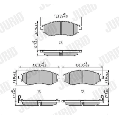 Abbildung von JURID 573371J Bremsbelagsatz mit akustischer Verschleißwarnung CHEVROLET: Aveo / Kalos Schrägheck, Limousine