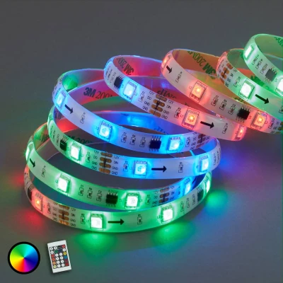 Abbildung von Briloner Leuchten LED Stripe, 150 flammig, 5m, RGB, dimmbar, Zuleitung 1,5 m, Fernbedienung, weiß