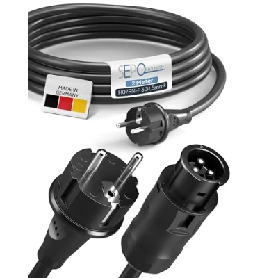 Abbildung von SEPO Leitungen BC01 Buchse auf Schuko Stecker Kabel 2m für Wechselrichter Deye, Envertech, TSUN, NEP Balkonkraftwerk Solarkabel Verlängerungskabel Solaranlage
