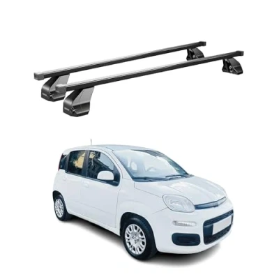 Abbildung von Menabo Grundträger Dachträger kompatibel mit FIAT Panda 2015 2024 TÜV Stahl Schwarz 2tlg