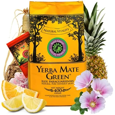 Abbildung von Yerba Mate Green &#039;Mas Iq Tropical&#039; Brasilianischer Tee 400g + 50 g Mas Energia Guarana fruchtiges mit Ananas