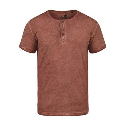 Abbildung von Solid SDTihn Herren T Shirt Kurzarm mit Grandad Ausschnitt 100% Baumwolle Regular fit, Größe:S, Farbe:Fox Brown (6792)