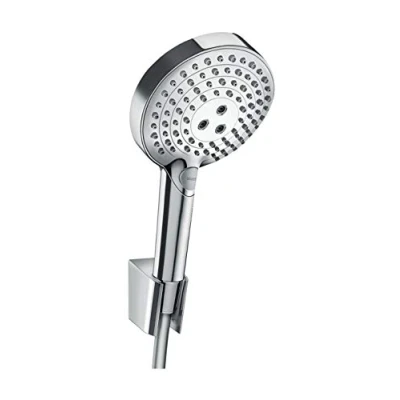 Abbildung von hansgrohe Duschbrause &quot;Raindance Select S&quot;, (Brauseschlauch, Handbrause, Brausehalter), 12cm, 3 Strahlarten PowderRain mit Duschschlauch 160cm, chrom