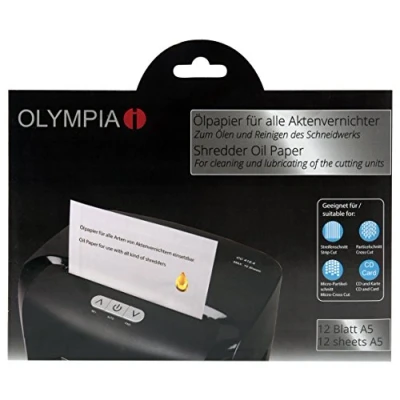 Abbildung von OLYMPIA OFFICE Aktenvernichter 9130, Ölpapier für Aktenvernichter, 12 Blatt Größe A5