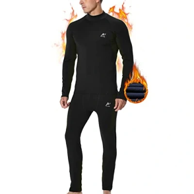 Abbildung von MeetHoo Thermounterwäsche Herren, Funktionsunterwäsche mit Rollkragen Skiunterwäsche Winter Thermowäsche Set Atmungsaktiv Thermo Unterwäsche Warm Thermounterhemd &amp; Thermohosen für Männer