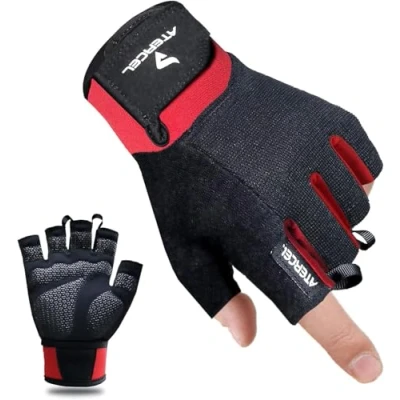 Abbildung von ATERCEL Fitness Handschuhe, Trainingshandschuhe für Crossfit, Bodybuilding, Radsport, Gym, Krafttraining, Sporthandschuhe Damen und Herren (Rot, M)