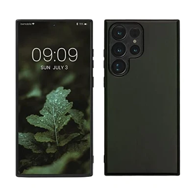 Abbildung von kwmobile Hülle kompatibel mit Samsung Galaxy S23 Ultra Holz Case stoßfestes Handy Cover TPU Handyhülle in Dunkelgrün