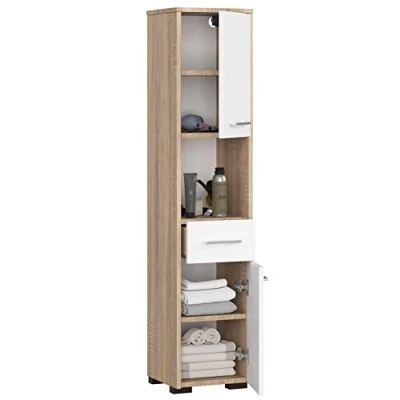 Abbildung von BDW Badezimmerschrank Unterschrank Waschbeckenunterschrank Hochschrank Badmöbel Schrank Midi Badregal VIELE FARB