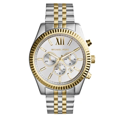 Abbildung von Michael Kors Lexington Chronograph silvercoloured/goldcoloured, Herren, Größe: One Size, Silver coloured/gold coloured