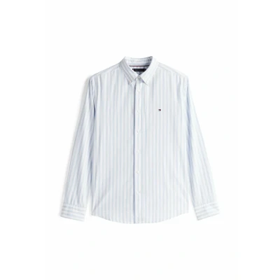 Abbildung von Tommy Hilfiger FLEX Regular FIT Stripe Hemd Sweet blue optic white, Herren, Größe: Large, white