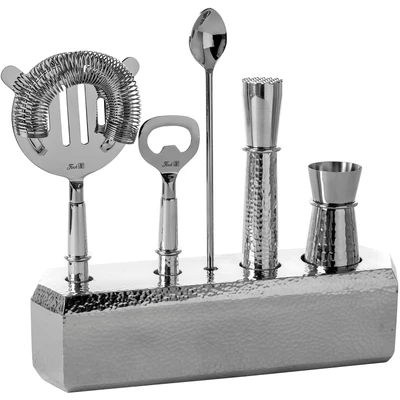 Abbildung von Fink Cocktail Set &quot;NASSAU, Barzubehör, silberfarben&quot;, (Set, 6 tlg.), mit feiner Hammerschlagstruktur