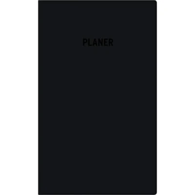 Abbildung von Taschenplaner Leporello PVC schwarz 2026 Bürokalender 9,5x16 cm 1 Monat auf 2 Seite separates Adressheft faltbar Notizheft 501 1020