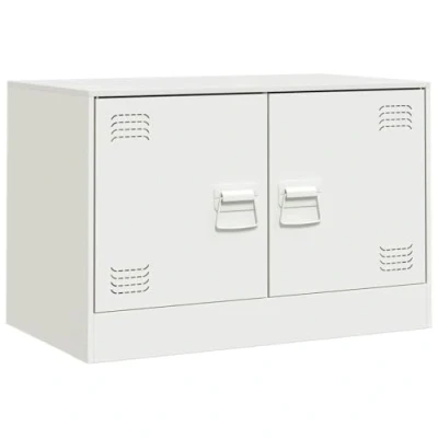 Abbildung von vidaXL TV Schrank, Lowboard für Fernseher, Fernsehtisch mit Stauraum, Fernsehschrank Wohnzimmer, Möbel HiFi Weiß Stahl