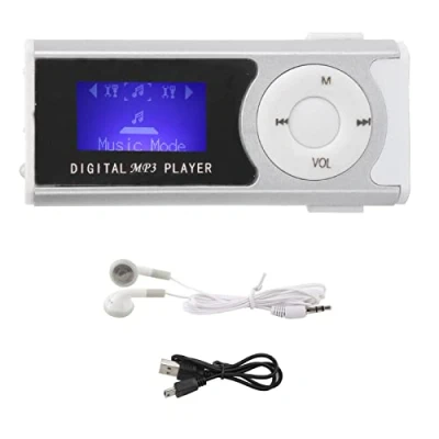 Abbildung von ciciglow Sport MP3, Tragbarer Musik Player 16 GB Erweiterungsspeicher mit LED Taschenlampe LCD Bildschirm MP3 Kopfhörer und USB Kabel(Silber)