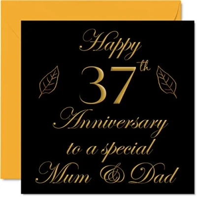 Abbildung von Stuff4 Glückwunschkarte zum 37. Jahrestag für Papa, Eltern Special Mum &amp; Dad Happy 37 Hochzeitstag von Sohn Tochter Familie, 145 mm x Grußkarten Jahrestage