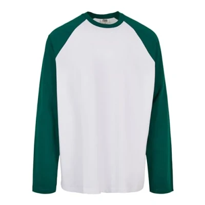 Abbildung von Urban Classics Organic Oversized Raglan Longsleeve Langarmshirt, Herren, Größe: 4XL, White/green