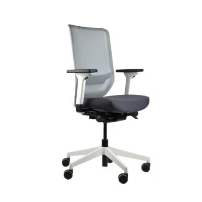 Abbildung von Trendoffice to sync pro, ergonomischer Bürostuhl, mit Armlehnen, modernes Design, Homeoffice, umweltzertifiziert, by Dauphin (Weiß/Grau, Netz Rückenlehne)